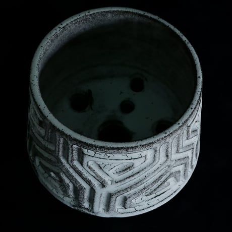 《size M》根本峻吾 作品【  S.N POT type.cylinder「 月光ノ鐵」4号 】笠間焼 植木鉢 [No.92]