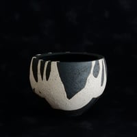 沼野秀章 作品【 黒二白 】φ12cm 笠間焼 植木鉢 ［ No.115］