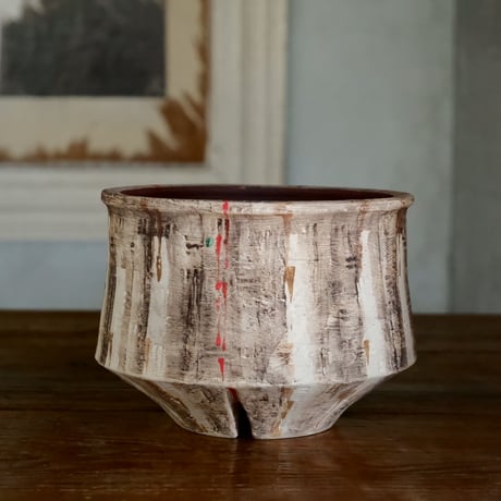 沼野秀章 作品【 " 刻ム音 " 4.5号 】笠間焼 植木鉢 07