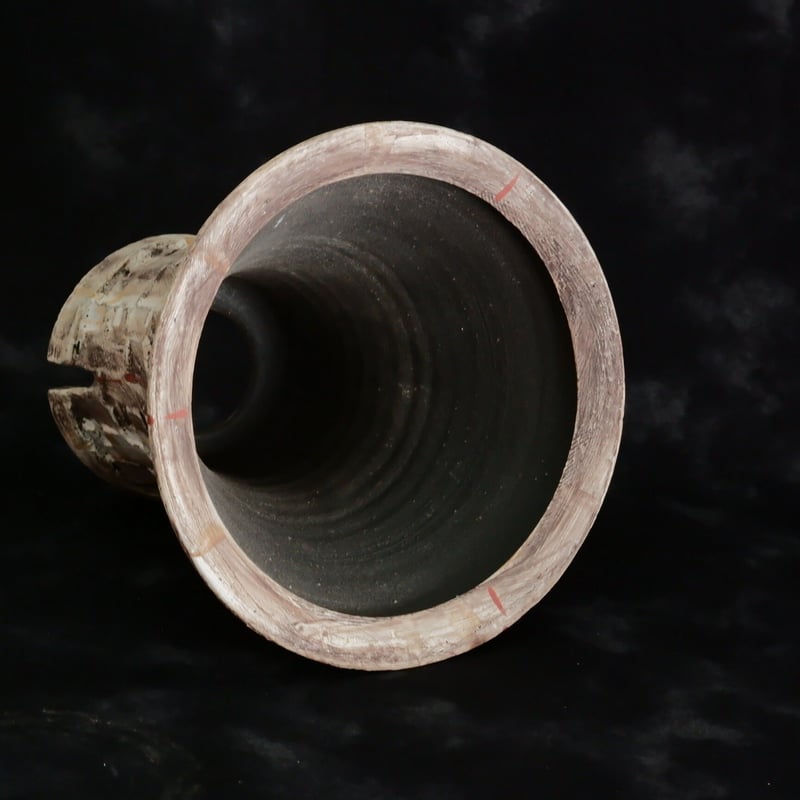 沼野秀章 作品【 刻ム音 tall - 】4号 笠間焼 植木鉢 ［ No.53］ | 陶