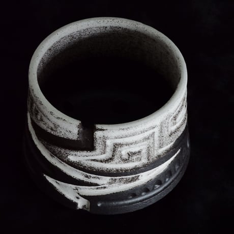 《size S》根本峻吾 作品【  S.N POT type.cylinder「 月蝕雷電 」3号 】笠間焼 植木鉢 [No.145]