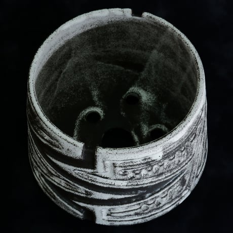 《size M》根本峻吾 作品【  S.N POT type.cylinder「 月光ノ雷電 」4号 】笠間焼 植木鉢 [No.102]