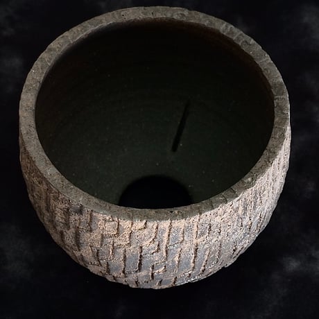 沼野秀章 作品【 black wrap 】3.5号 笠間焼 植木鉢 ［ No.38］