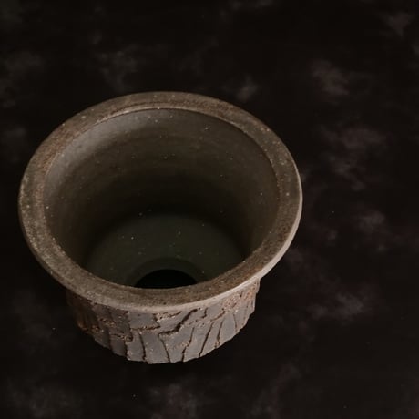 沼野秀章 作品【 Black Wrap 】3.5号 笠間焼 植木鉢 ［ No.15］