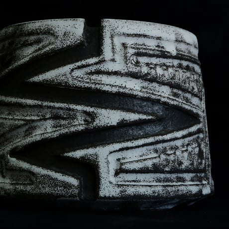 《size M》根本峻吾 作品【  S.N POT type.cylinder「 月光ノ雷電 」4号 】笠間焼 植木鉢 [No.102]