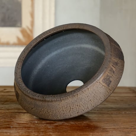 沼野秀章 作品【 black wrap  5.5号 】笠間焼 植木鉢 14