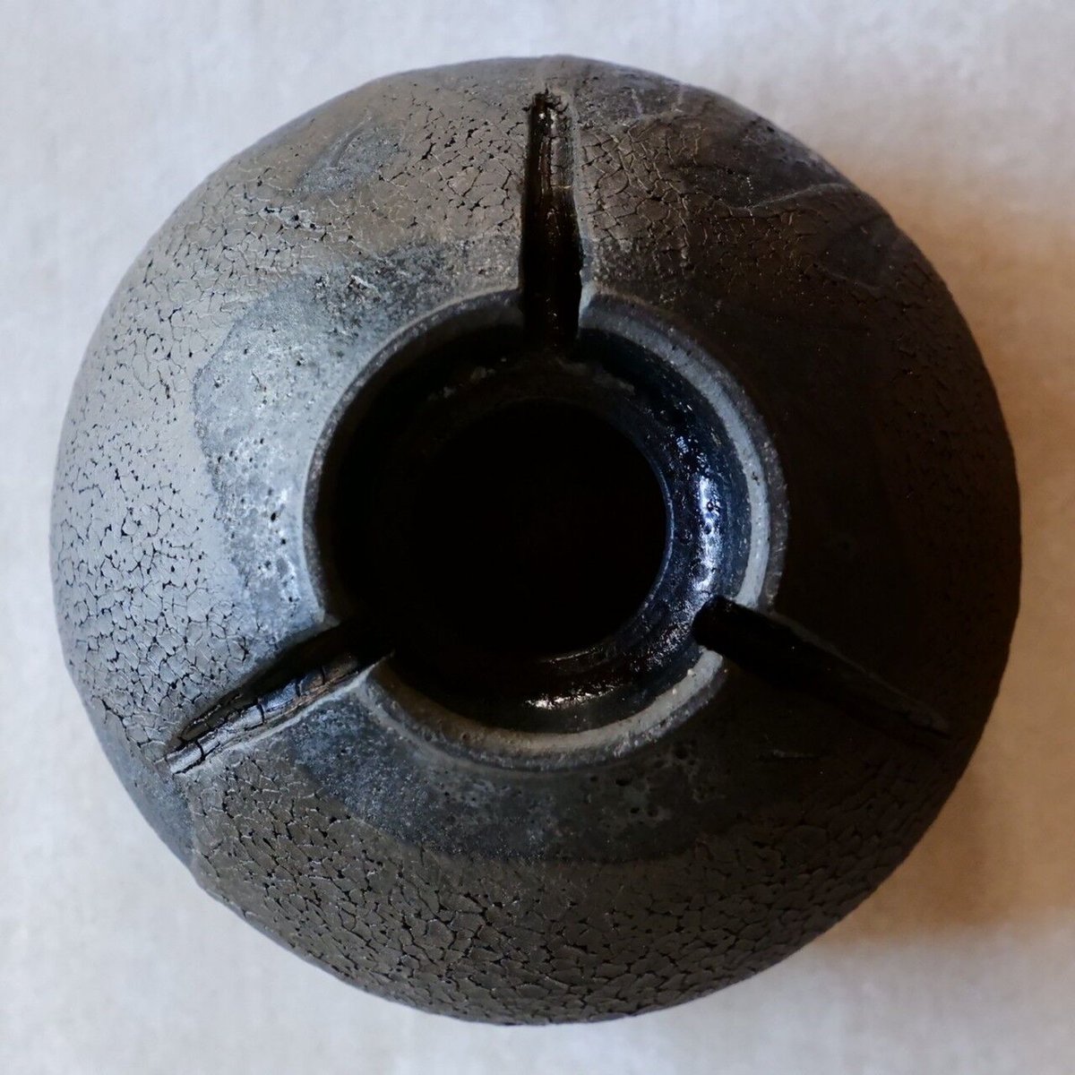 沼野秀章 作品【 japan wrap - 陶胎漆器 - 】3.5号 笠間焼 植木鉢 ［ No