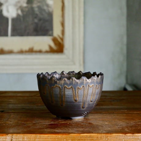 根本峻吾 作品【 S.N.POT type round 「黒焔 - kokuen - 」 4号 】笠間焼 植木鉢