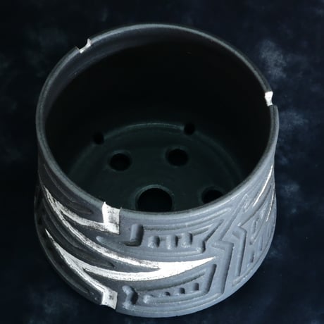 《size L》根本峻吾 作品【  S.N POT type.cylinder「 雷電 - raiden - 」5号 】笠間焼 植木鉢 [No.96]
