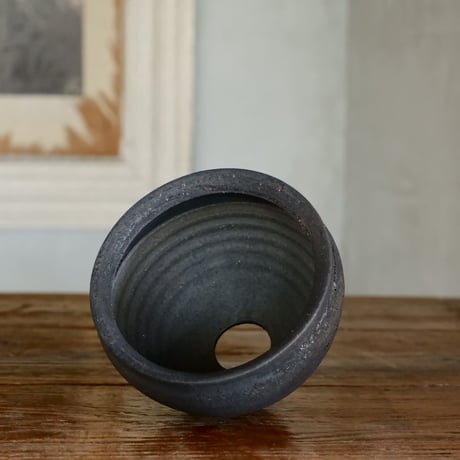 沼野秀章 作品【 black wrap  3.5号 】笠間焼 植木鉢 11