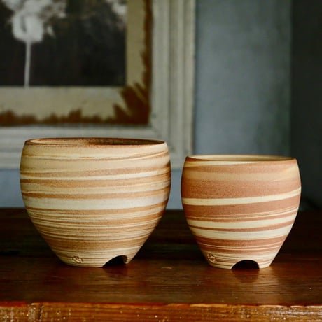 根本峻吾 作品【 S.N.POT type round「Jupiter 」4号 】笠間焼 植木鉢 ［No.02］