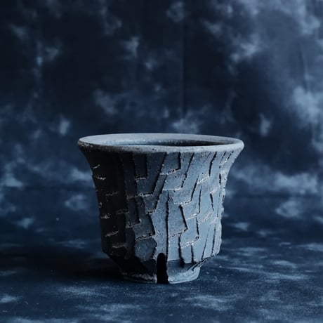 沼野秀章 作品【 Black Wrap 】3.5号 笠間焼 植木鉢 ［ No.143］