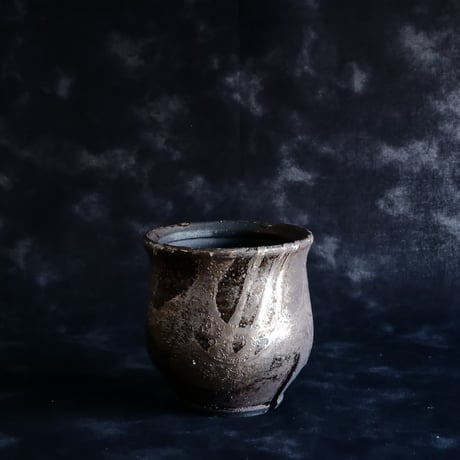 沼野秀章 作品【 Black Wrap 】2.5号 笠間焼 植木鉢 ［ No.01］
