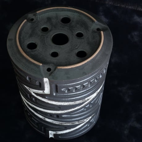 根本峻吾 作品【 S.N POT type.tall「 雷電 - raiden - 」4.5号 】笠間焼 植木鉢 [No.30]
