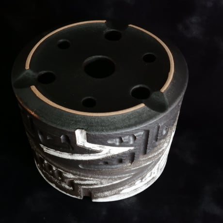 《size M》根本峻吾 作品【  S.N POT type.cylinder「 月蝕雷電 」4号 】笠間焼 植木鉢 [No.148]