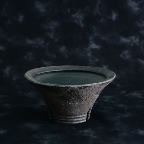 沼野秀章 作品【 black wrap 】4号 笠間焼 植木鉢 ［ No.58］