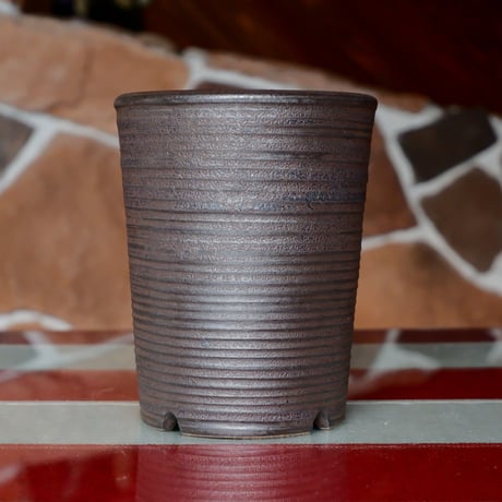 磯部祐介 作品【 筒 - tou - " 邪 " 4号 】φ12cm 長鉢 笠間焼 植木鉢