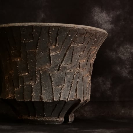 沼野秀章 作品【 Black Wrap 】3.5号 笠間焼 植木鉢 ［ No.15］