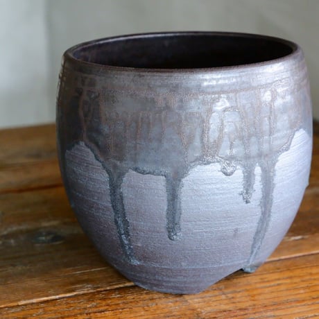 磯部祐介 作品【  円 - en -  "闇堕ち"  4.5号 】Lサイズ φ13.5cm 笠間焼 植木鉢［No.03］