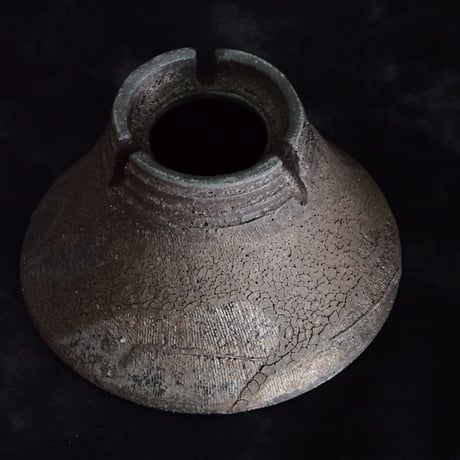 沼野秀章 作品【 black wrap 】浅鉢 φ14cm 笠間焼 植木鉢 ［ No.118］
