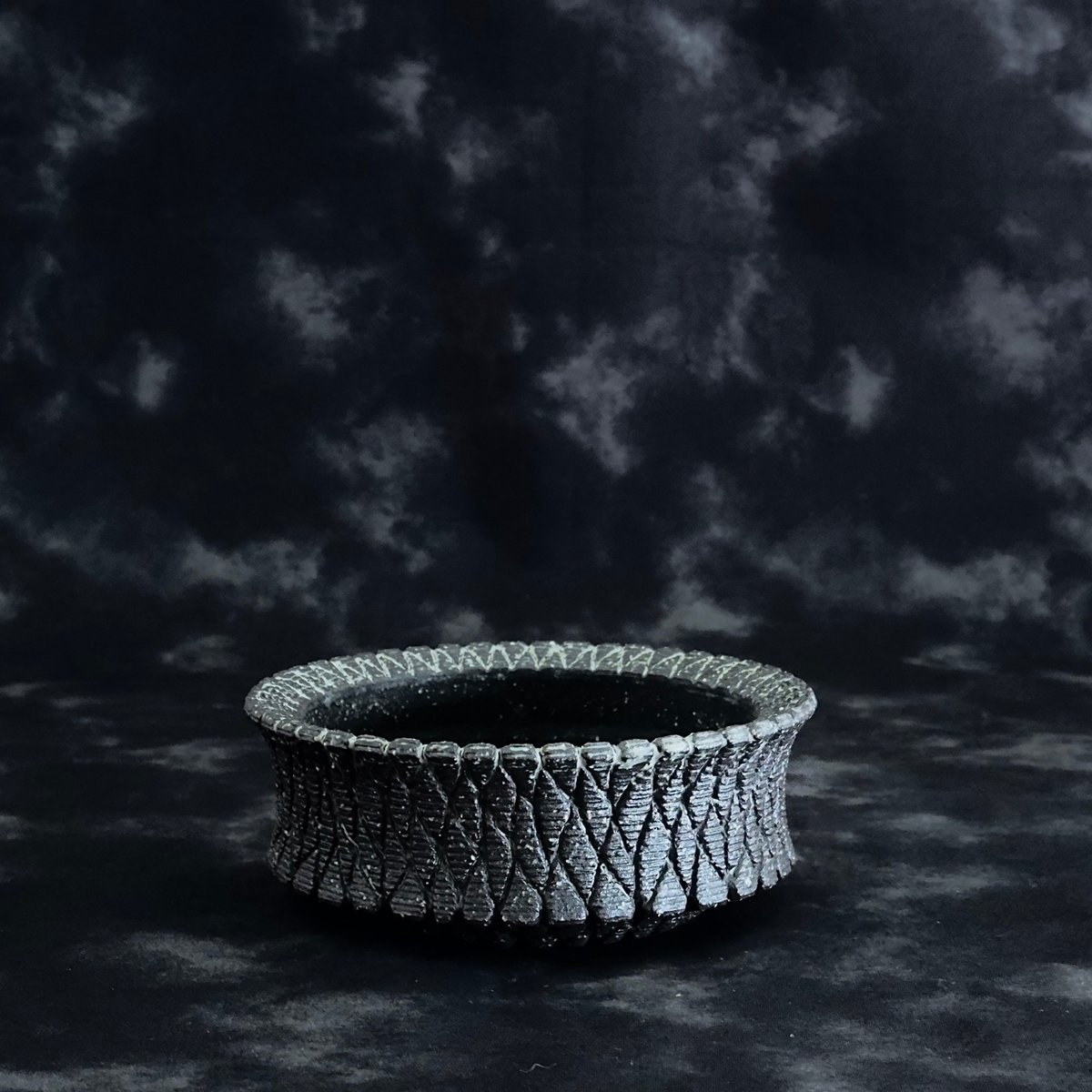 沖誠 作品【 Bark - 炭化 - / shallow / 3号 φ9 】笠間焼 植木鉢