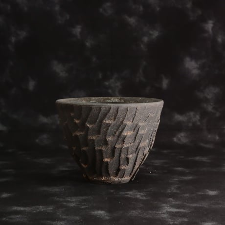 沼野秀章 作品【 Black Wrap 】3.5号 笠間焼 植木鉢 ［ No.12］
