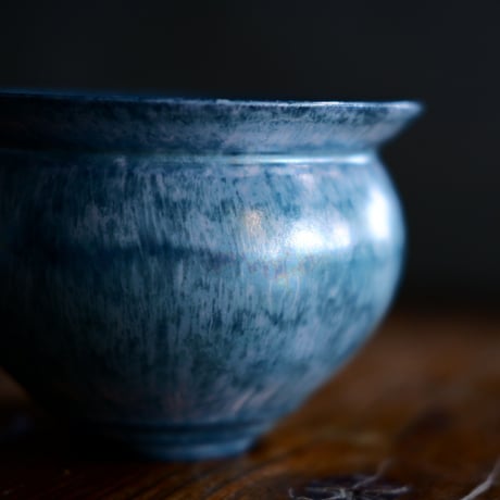 坂本新 作品【 LUSTER OVERGLAZE  - 青虹彩 -  turquoise  】 笠間焼 植木鉢
