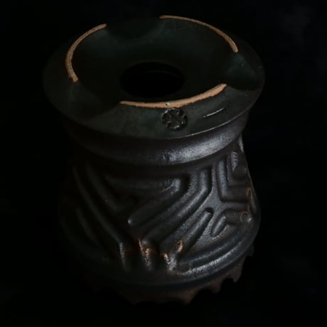《size S》根本峻吾 作品【  S.N POT type.slim「 鐡 - 黑焰 - 」3号 】笠間焼 植木鉢 [No.139]