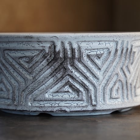 《 8号サイズ 》根本峻吾 作品【  S.N POT type.slim-low「 月光ノ鐵 」笠間焼 植木鉢