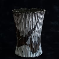 根本峻吾 作品【 S.N POT type.tall「爪牙 -堕天白- 」4号 】笠間焼 植木鉢 [No.23]