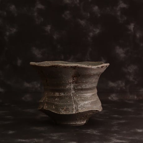 沼野秀章 作品【 Black Wrap 】4号 笠間焼 植木鉢 ［ No.10］