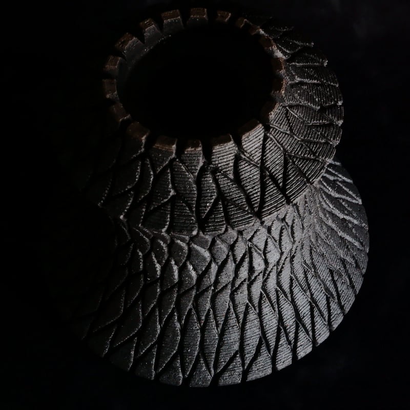 沖誠 Bark 沖誠 作品【 Bark - 炭化 - / deep / 4号 】 笠間焼 植木鉢 【No.59