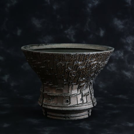 沼野秀章 作品【 Black Wrap 】5号 笠間焼 植木鉢 ［ No.138］