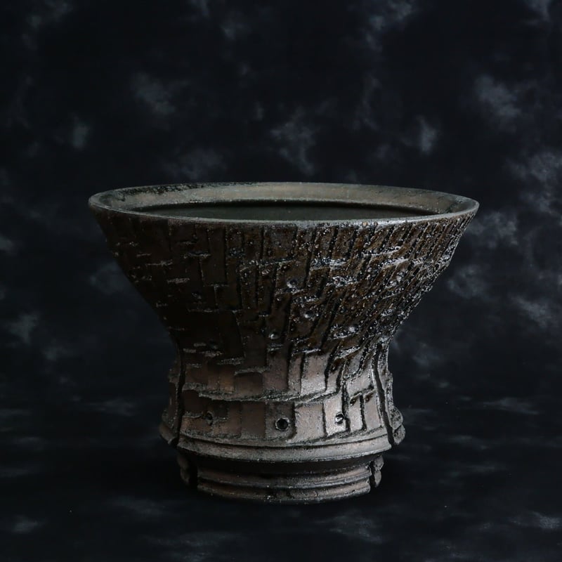 陶器鉢　沼野秀章　植木鉢　笠間焼 沼野秀章 作品【 black & blue 】3号 笠間焼 植木鉢 ［ No.85 ］ |