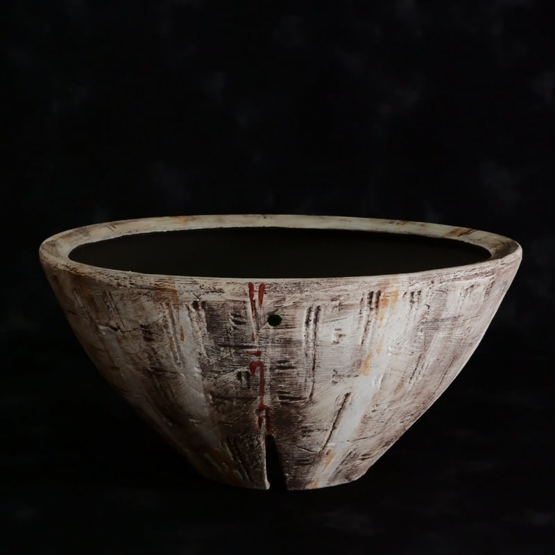 大鉢》沼野秀章 作品【 刻ム音 】6号 笠間焼 植木鉢 ［ No.66