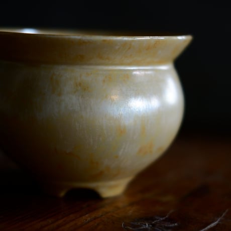 坂本新 作品【 LUSTER OVERGLAZE  - 黄虹彩 -  topaz  】 笠間焼 植木鉢