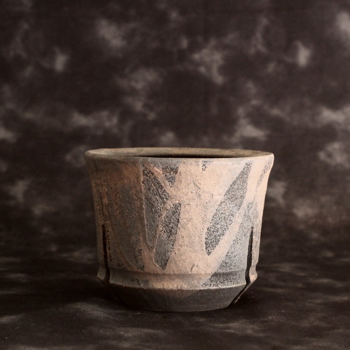 沼野秀章 作品 【 black wrap 】 3号 笠間焼 植木鉢 ［ No.6 ］ | 陶