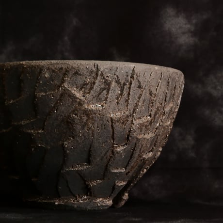 沼野秀章 作品【 Black Wrap 】3.5号 笠間焼 植木鉢 ［ No.13］