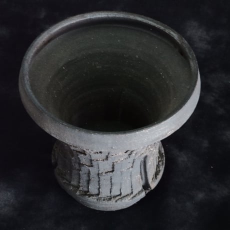 沼野秀章 作品【 black wrap 】長鉢φ11cm 笠間焼 植木鉢 ［ No.122］