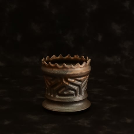 《size S》根本峻吾 作品【 S.N.POT type. slim「 鐡 -  黒焔 - 」3号 】笠間焼 植木鉢 [No.75]