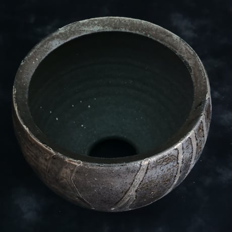沼野秀章 作品【 black wrap 】4号 笠間焼 植木鉢 ［ No.70］