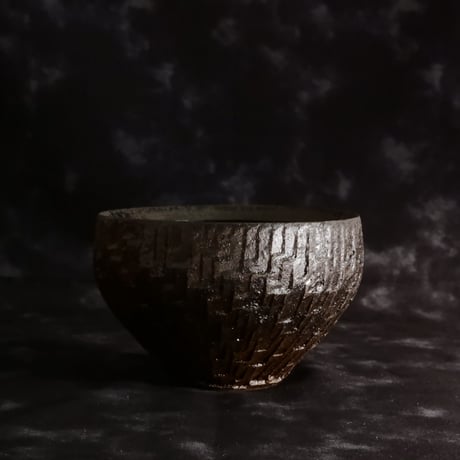沼野秀章 作品【 Black Wrap 】4号 笠間焼 植木鉢 ［ No.17］