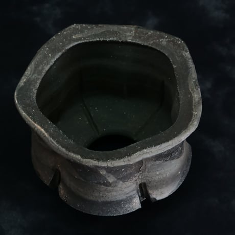 沼野秀章 作品【 Black Wrap 】2.5号 笠間焼 植木鉢 ［ No.124］