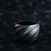 沖誠 作品【 Spiral  - 燻銀彩 - / round / 3号 】笠間焼 植木鉢 【No.53】