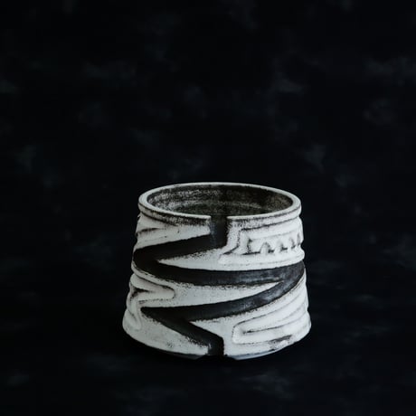《size S》根本峻吾 作品【  S.N POT type.cylinder「 月光ノ雷電 」3号 】笠間焼 植木鉢 [No.101]