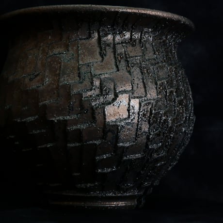 沼野秀章 作品【 Black Wrap 】3.5号 笠間焼 植木鉢 ［ No.137］