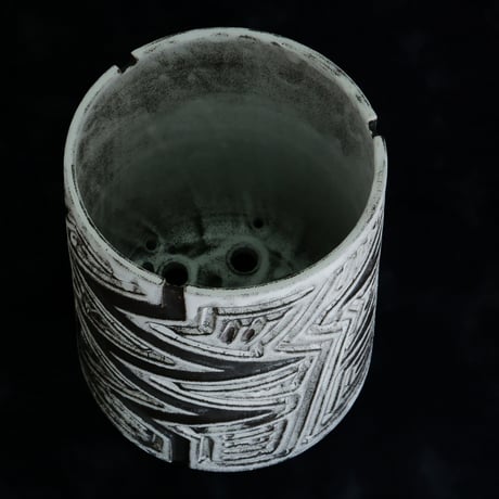 《size L》根本峻吾 作品【  S.N POT type.tall「 月光ノ雷電 」5号 】笠間焼 植木鉢 [No.105]