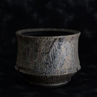 沼野秀章 作品 【 black wrap 】 4号 笠間焼 植木鉢 ［ No.93］