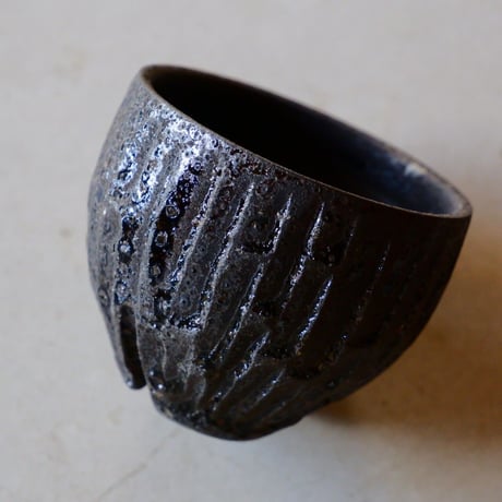 沼野秀章 作品【 black wrap 】2.5号 笠間焼 植木鉢 ［ No.26 ］