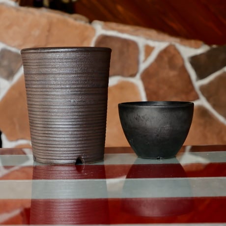 磯部祐介 作品【 筒 - tou - " 邪 " 4号 】φ12cm 長鉢 笠間焼 植木鉢